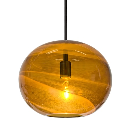 Besa Lighting Geno Stem Pendant, Vapor Amber, Black Finish, 1x60W Incandescent 1TT-GENOAM-BK